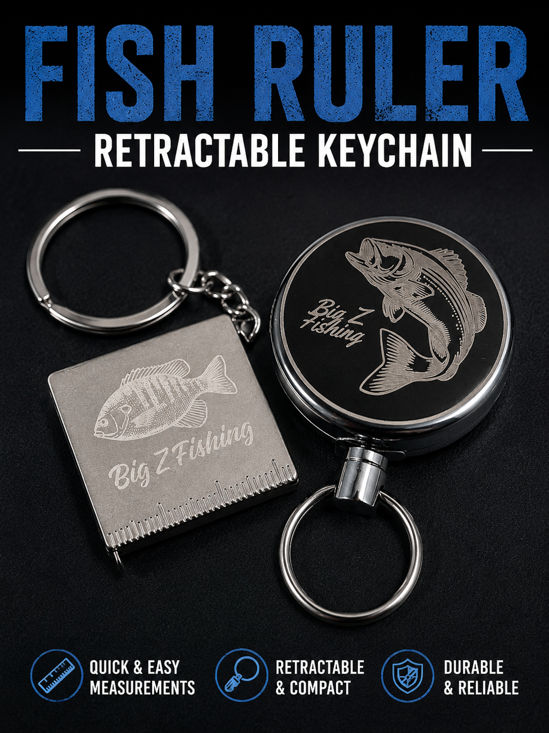Retractable Fish Ruler Keychain! (Fishing Spots Included)